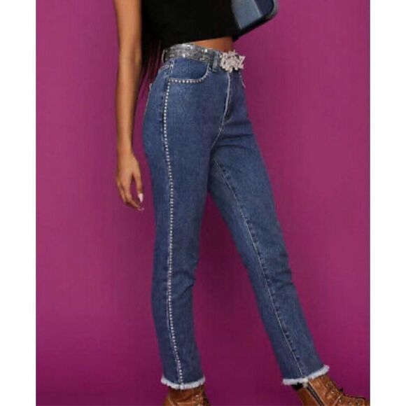NWT y2k Dolls Kill Bratz rhinestone jeans xs - Picture 2 of 14